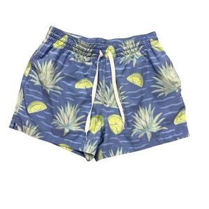 Chubbies Salt Times Swim Trunks  4” Stretch Blue Agave Lime Print Shorts Men’s S